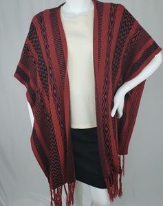 LA Hearts Red and Black Ponchos w/ tassels on ends